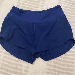 Lululemon Speed Up Mid-Rise Lined Short 4" Blue